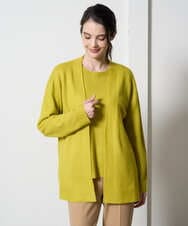 PJSAD37480 CHRISTIAN AUJARD Lサイズ(クリスチャン・オジャール Lサイズ) 【大きいサイズ/アンサンブル対応】カシミヤシルクニットカーディガン ライム