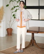 PJSAD37480 CHRISTIAN AUJARD Lサイズ(クリスチャン・オジャール Lサイズ) 【大きいサイズ/アンサンブル対応】カシミヤシルクニットカーディガン ライトグレー