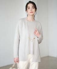 PJSAD37480 CHRISTIAN AUJARD Lサイズ(クリスチャン・オジャール Lサイズ) 【大きいサイズ/アンサンブル対応】カシミヤシルクニットカーディガン ライトグレー