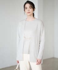 PJSAD37480 CHRISTIAN AUJARD Lサイズ(クリスチャン・オジャール Lサイズ) 【大きいサイズ/アンサンブル対応】カシミヤシルクニットカーディガン ライトグレー