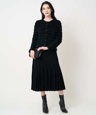 PJSCD01660 CHRISTIAN AUJARD Lサイズ(クリスチャン・オジャール Lサイズ) 【大きいサイズ】ファンシーツイードニットジャケット ブラック