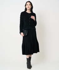 PJSCD01660 CHRISTIAN AUJARD Lサイズ(クリスチャン・オジャール Lサイズ) 【大きいサイズ】ファンシーツイードニットジャケット ブラック