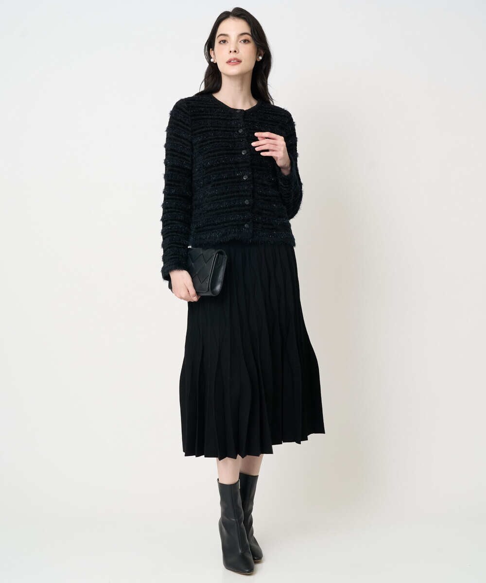 PJSCD01660 CHRISTIAN AUJARD Lサイズ(クリスチャン・オジャール Lサイズ) 【大きいサイズ】ファンシーツイードニットジャケット ブラック