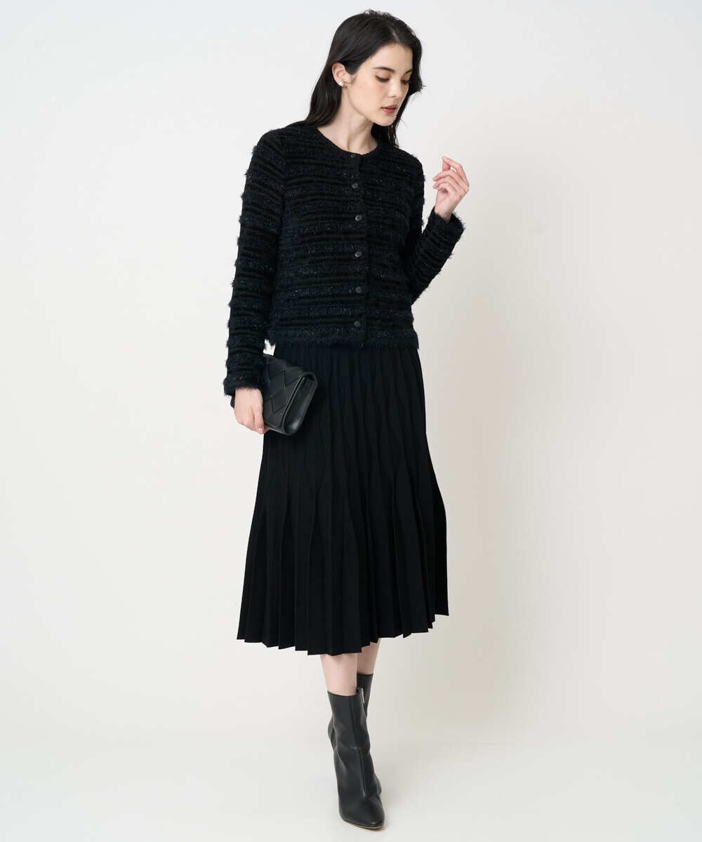 PJSCD01660 CHRISTIAN AUJARD Lサイズ(クリスチャン・オジャール Lサイズ) 【大きいサイズ】ファンシーツイードニットジャケット ブラック