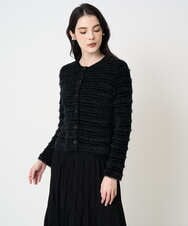 PJSCD01660 CHRISTIAN AUJARD Lサイズ(クリスチャン・オジャール Lサイズ) 【大きいサイズ】ファンシーツイードニットジャケット ブラック