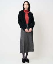 PJSCD01660 CHRISTIAN AUJARD Lサイズ(クリスチャン・オジャール Lサイズ) 【大きいサイズ】ファンシーツイードニットジャケット ブラック