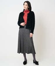 PJSCD01660 CHRISTIAN AUJARD Lサイズ(クリスチャン・オジャール Lサイズ) 【大きいサイズ】ファンシーツイードニットジャケット ブラック