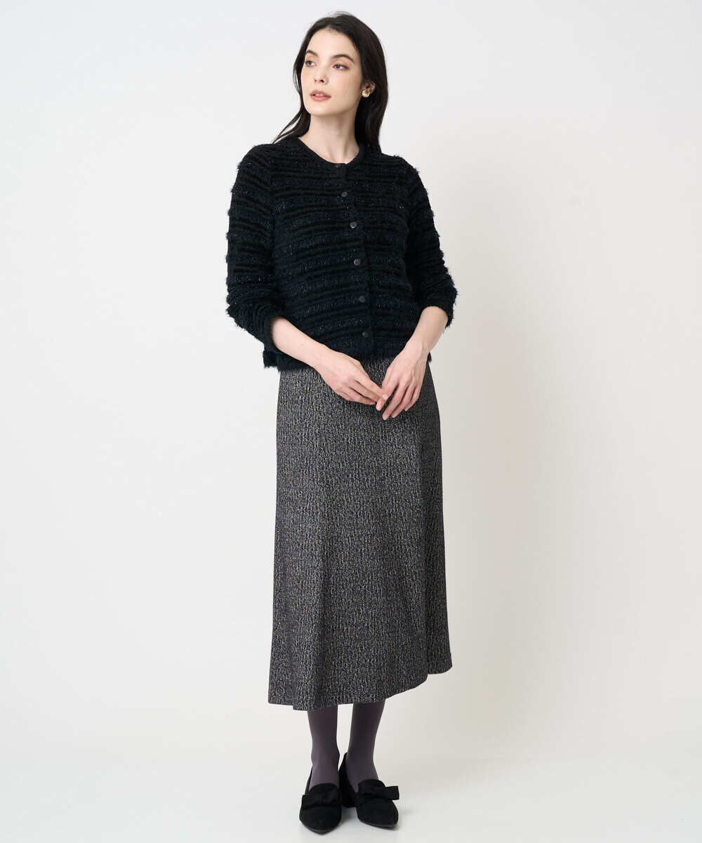 PJSCD01660 CHRISTIAN AUJARD Lサイズ(クリスチャン・オジャール Lサイズ) 【大きいサイズ】ファンシーツイードニットジャケット ブラック