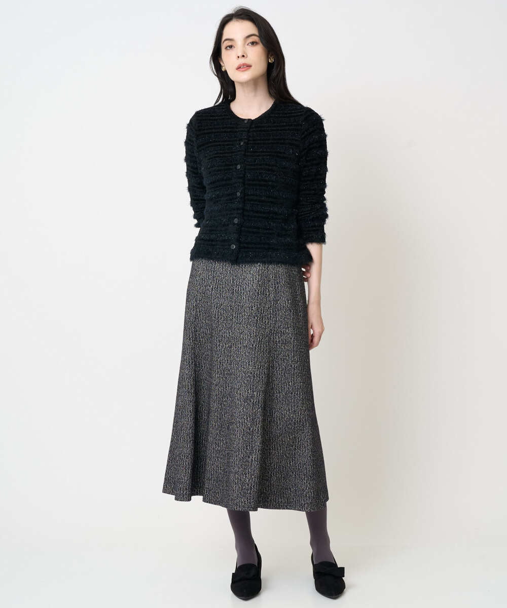 PJSCD01660 CHRISTIAN AUJARD Lサイズ(クリスチャン・オジャール Lサイズ) 【大きいサイズ】ファンシーツイードニットジャケット ブラック