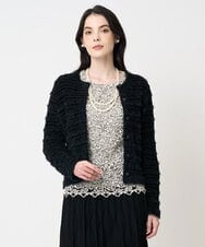 PJSCD01660 CHRISTIAN AUJARD Lサイズ(クリスチャン・オジャール Lサイズ) 【大きいサイズ】ファンシーツイードニットジャケット ブラック