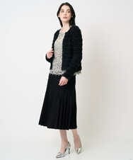 PJSCD01660 CHRISTIAN AUJARD Lサイズ(クリスチャン・オジャール Lサイズ) 【大きいサイズ】ファンシーツイードニットジャケット ブラック