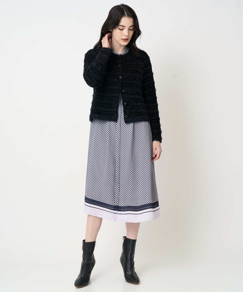 PJSCD01660 CHRISTIAN AUJARD Lサイズ(クリスチャン・オジャール Lサイズ) 【大きいサイズ】ファンシーツイードニットジャケット ブラック