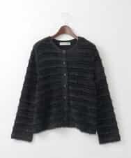 PJSCD01660 CHRISTIAN AUJARD Lサイズ(クリスチャン・オジャール Lサイズ) 【大きいサイズ】ファンシーツイードニットジャケット ブラック