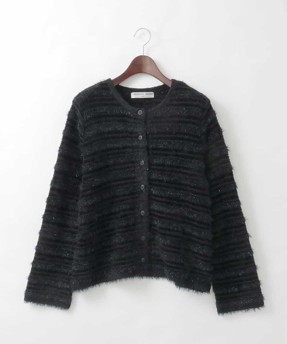 PJSCD01660 CHRISTIAN AUJARD Lサイズ(クリスチャン・オジャール Lサイズ) 【大きいサイズ】ファンシーツイードニットジャケット ブラック