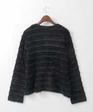 PJSCD01660 CHRISTIAN AUJARD Lサイズ(クリスチャン・オジャール Lサイズ) 【大きいサイズ】ファンシーツイードニットジャケット ブラック