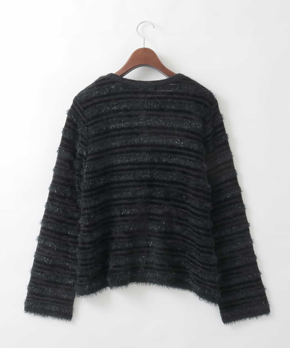 PJSCD01660 CHRISTIAN AUJARD Lサイズ(クリスチャン・オジャール Lサイズ) 【大きいサイズ】ファンシーツイードニットジャケット ブラック