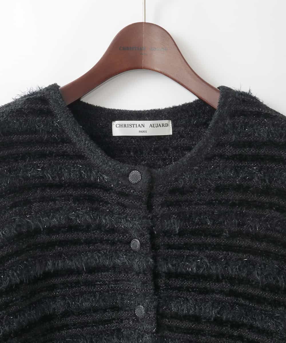 PJSCD01660 CHRISTIAN AUJARD Lサイズ(クリスチャン・オジャール Lサイズ) 【大きいサイズ】ファンシーツイードニットジャケット ブラック