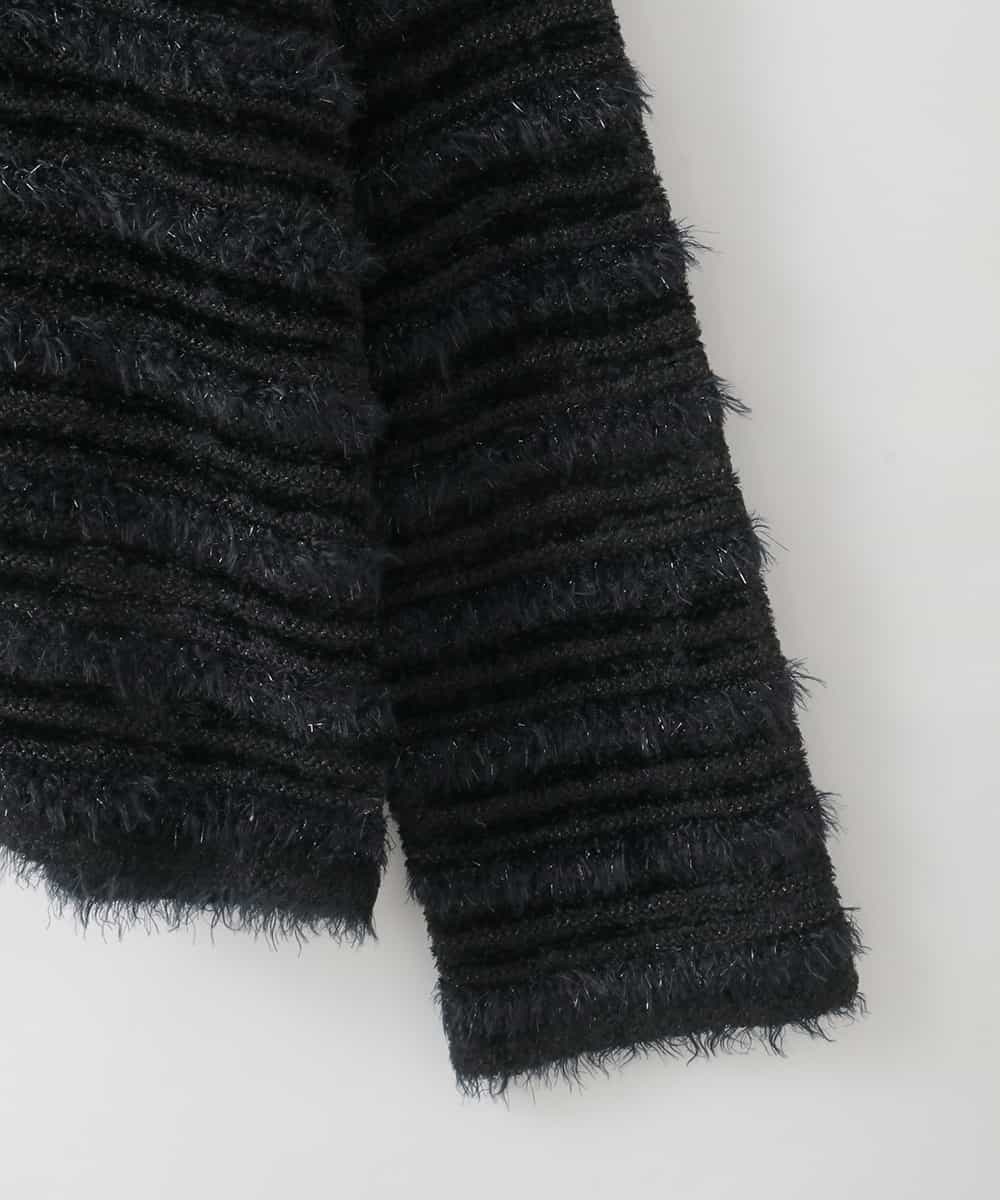 PJSCD01660 CHRISTIAN AUJARD Lサイズ(クリスチャン・オジャール Lサイズ) 【大きいサイズ】ファンシーツイードニットジャケット ブラック