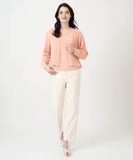 PJSEE02420 CHRISTIAN AUJARD Lサイズ(クリスチャン・オジャール Lサイズ) 【大きいサイズ/アンサンブル対応】ホールガーメントニットカーディガン サーモンピンク