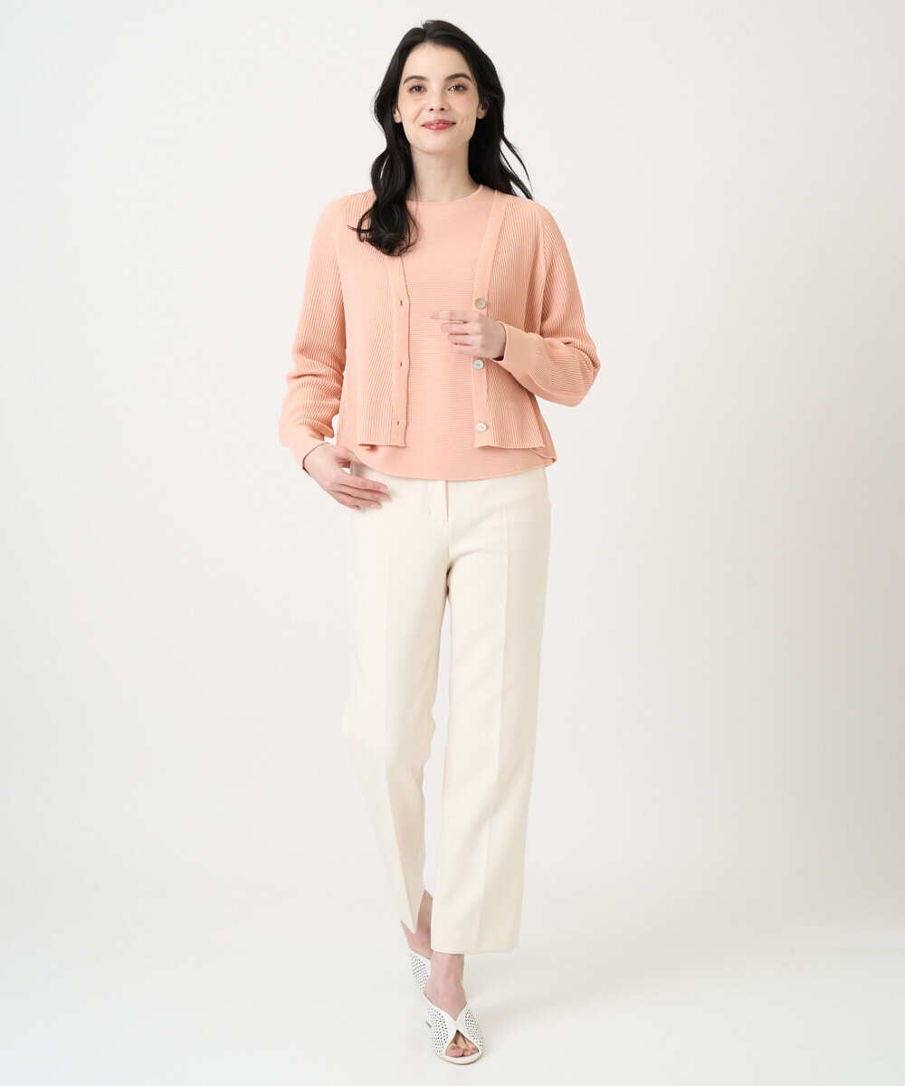 PJSEE02420 CHRISTIAN AUJARD Lサイズ(クリスチャン・オジャール Lサイズ) 【大きいサイズ/アンサンブル対応】ホールガーメントニットカーディガン サーモンピンク