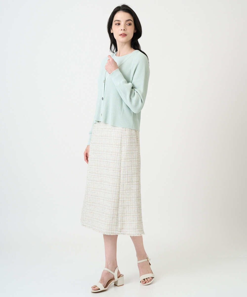 PJSEE02420 CHRISTIAN AUJARD Lサイズ(クリスチャン・オジャール Lサイズ) 【大きいサイズ/アンサンブル対応】ホールガーメントニットカーディガン グリーン