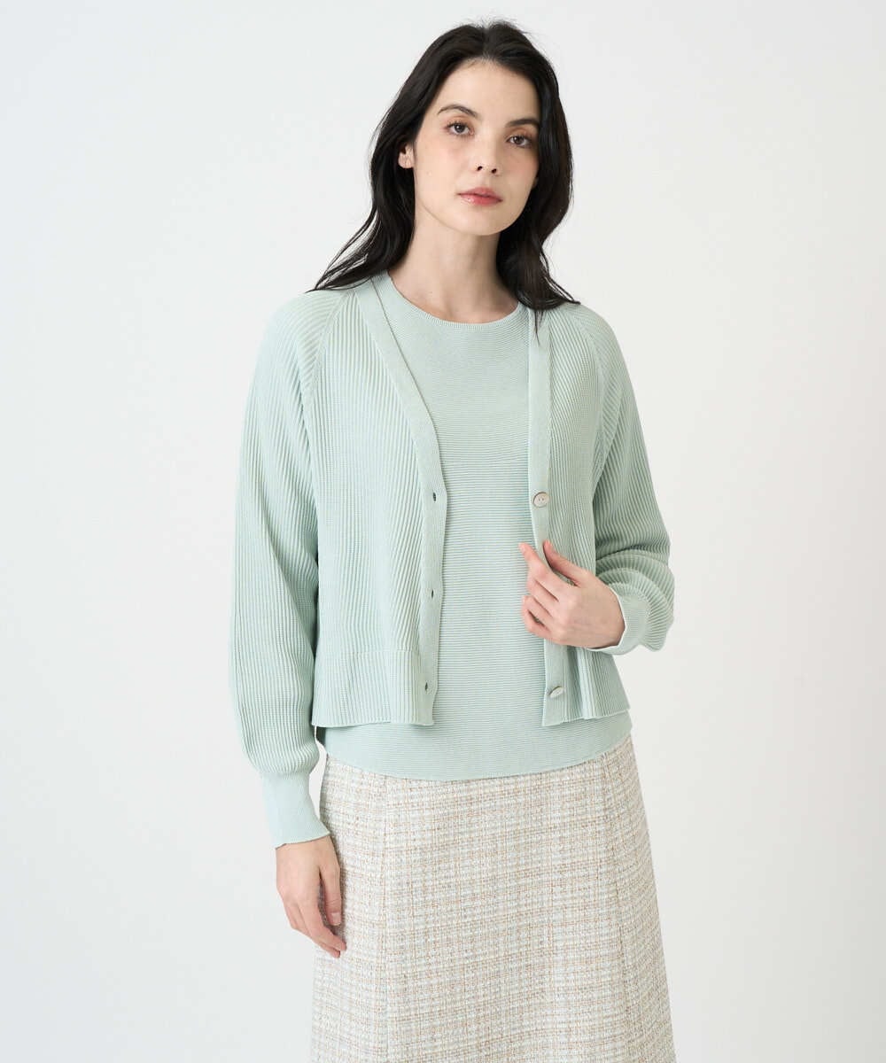 PJSEE02420 CHRISTIAN AUJARD Lサイズ(クリスチャン・オジャール Lサイズ) 【大きいサイズ/アンサンブル対応】ホールガーメントニットカーディガン グリーン