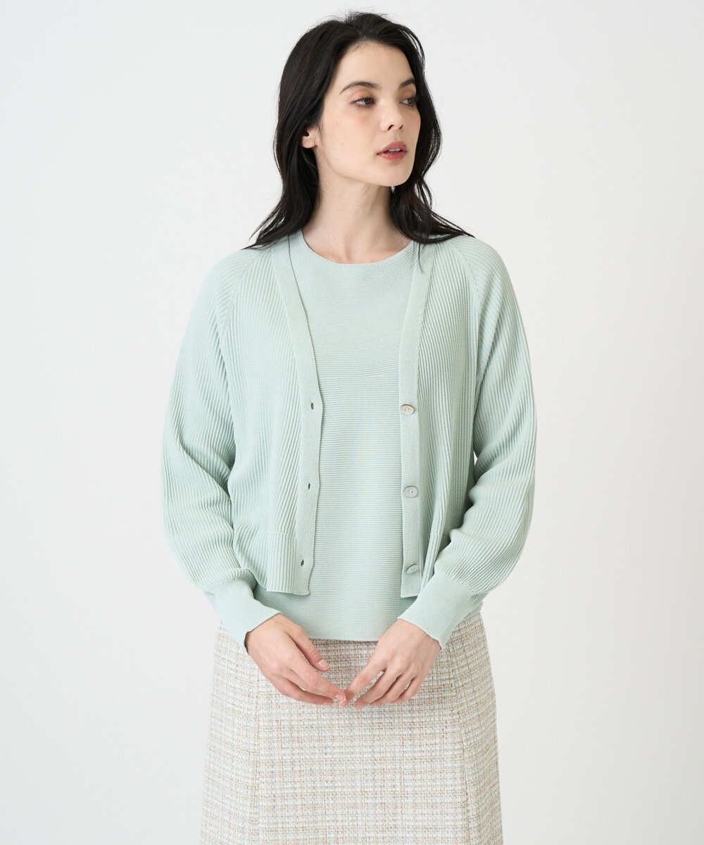 PJSEE02420 CHRISTIAN AUJARD Lサイズ(クリスチャン・オジャール Lサイズ) 【大きいサイズ/アンサンブル対応】ホールガーメントニットカーディガン グリーン