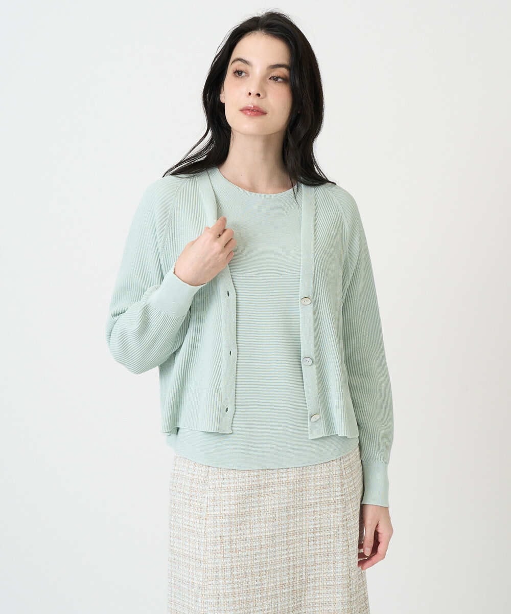 PJSEE02420 CHRISTIAN AUJARD Lサイズ(クリスチャン・オジャール Lサイズ) 【大きいサイズ/アンサンブル対応】ホールガーメントニットカーディガン グリーン