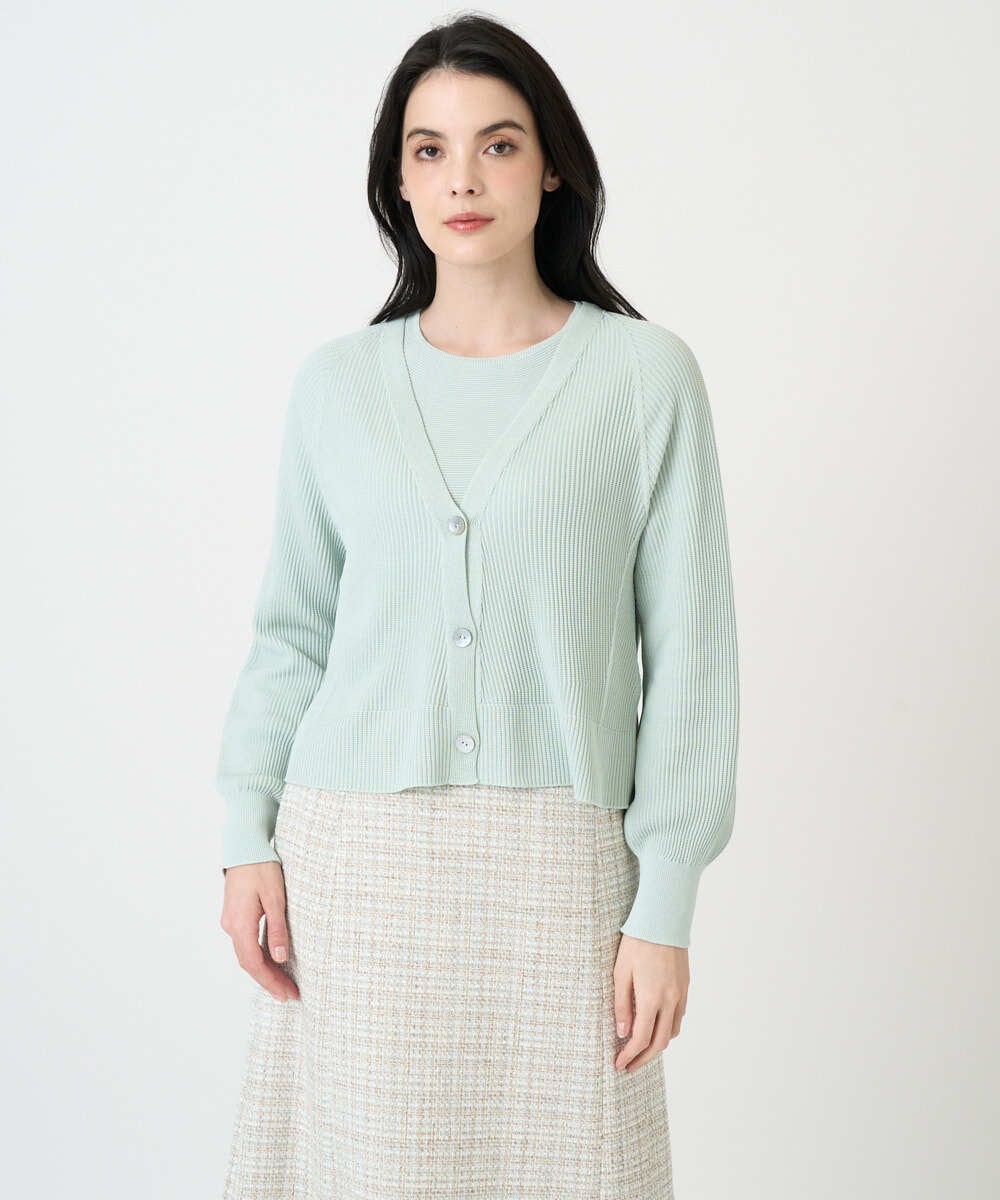 PJSEE02420 CHRISTIAN AUJARD Lサイズ(クリスチャン・オジャール Lサイズ) 【大きいサイズ/アンサンブル対応】ホールガーメントニットカーディガン グリーン