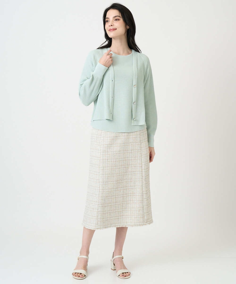 PJSEE02420 CHRISTIAN AUJARD Lサイズ(クリスチャン・オジャール Lサイズ) 【大きいサイズ/アンサンブル対応】ホールガーメントニットカーディガン グリーン