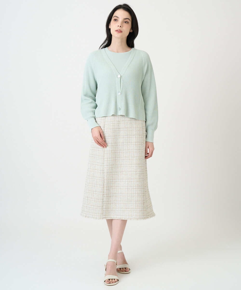 PJSEE02420 CHRISTIAN AUJARD Lサイズ(クリスチャン・オジャール Lサイズ) 【大きいサイズ/アンサンブル対応】ホールガーメントニットカーディガン グリーン