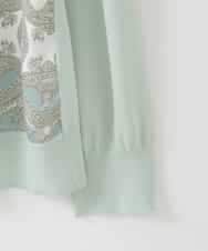 PJSEE03520 CHRISTIAN AUJARD Lサイズ(クリスチャン・オジャール Lサイズ) 【大きいサイズ/アンサンブル対応】レーシーオーナメントプリントカーディガン グリーン