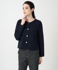 PJSEE10490 CHRISTIAN AUJARD Lサイズ(クリスチャン・オジャール Lサイズ) 【大きいサイズ】ツィーディーニットジャケット ネイビー