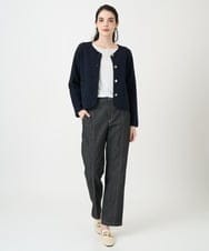 PJSEE10490 CHRISTIAN AUJARD Lサイズ(クリスチャン・オジャール Lサイズ) 【大きいサイズ】ツィーディーニットジャケット ネイビー