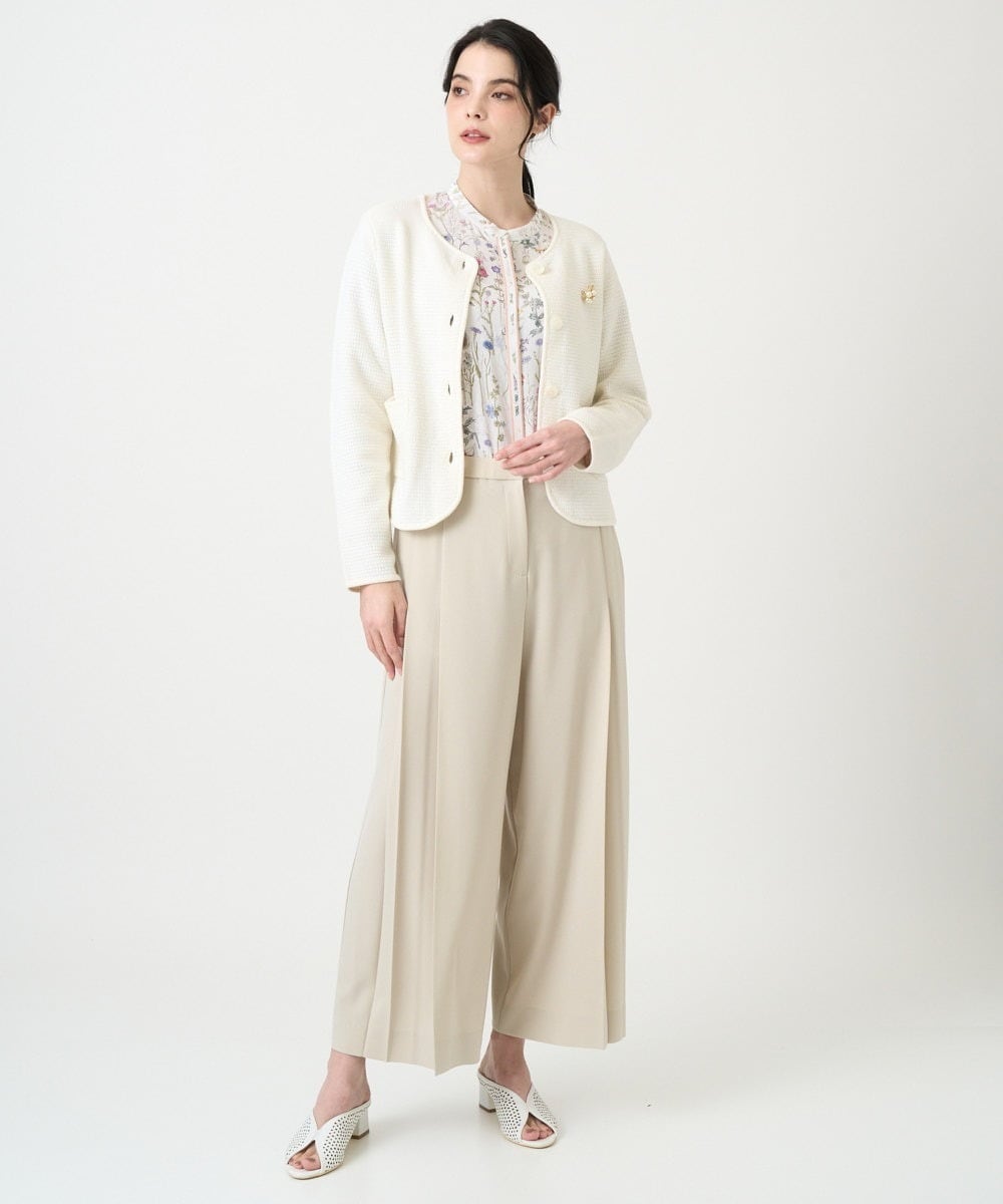 PJSEE10490 CHRISTIAN AUJARD Lサイズ(クリスチャン・オジャール Lサイズ) 【大きいサイズ】ツィーディーニットジャケット アイボリー