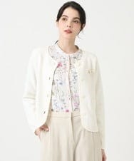 PJSEE10490 CHRISTIAN AUJARD Lサイズ(クリスチャン・オジャール Lサイズ) 【大きいサイズ】ツィーディーニットジャケット アイボリー