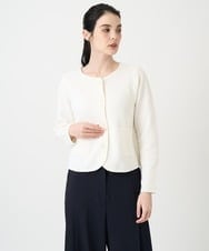 PJSEE10490 CHRISTIAN AUJARD Lサイズ(クリスチャン・オジャール Lサイズ) 【大きいサイズ】ツィーディーニットジャケット アイボリー