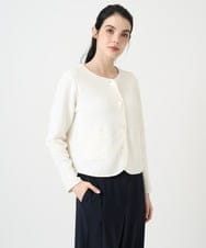 PJSEE10490 CHRISTIAN AUJARD Lサイズ(クリスチャン・オジャール Lサイズ) 【大きいサイズ】ツィーディーニットジャケット アイボリー