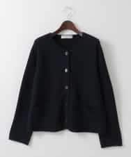 PJSEE10490 CHRISTIAN AUJARD Lサイズ(クリスチャン・オジャール Lサイズ) 【大きいサイズ】ツィーディーニットジャケット ネイビー