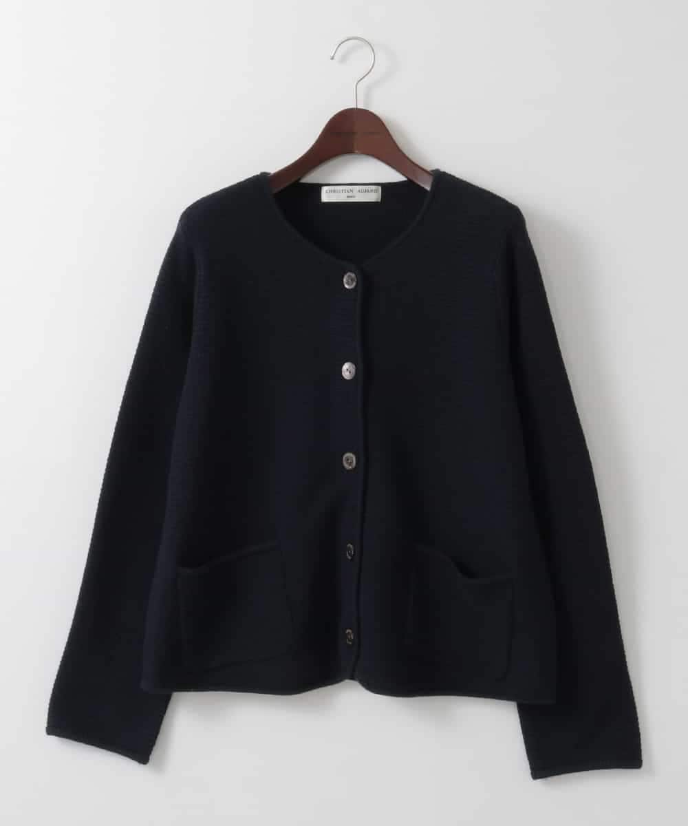 PJSEE10490 CHRISTIAN AUJARD Lサイズ(クリスチャン・オジャール Lサイズ) 【大きいサイズ】ツィーディーニットジャケット ネイビー