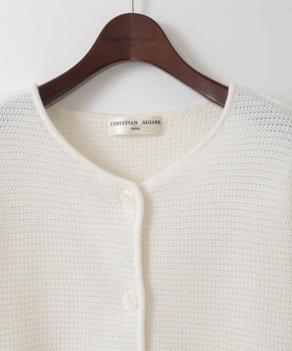 PJSEE10490 CHRISTIAN AUJARD Lサイズ(クリスチャン・オジャール Lサイズ) 【大きいサイズ】ツィーディーニットジャケット アイボリー
