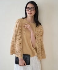 PJSGD22360 CHRISTIAN AUJARD Lサイズ(クリスチャン・オジャール Lサイズ) 【大きいサイズ】リネンライクニットカーディガン マスタード