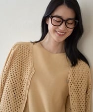 PJSGD22360 CHRISTIAN AUJARD Lサイズ(クリスチャン・オジャール Lサイズ) 【大きいサイズ】リネンライクニットカーディガン マスタード