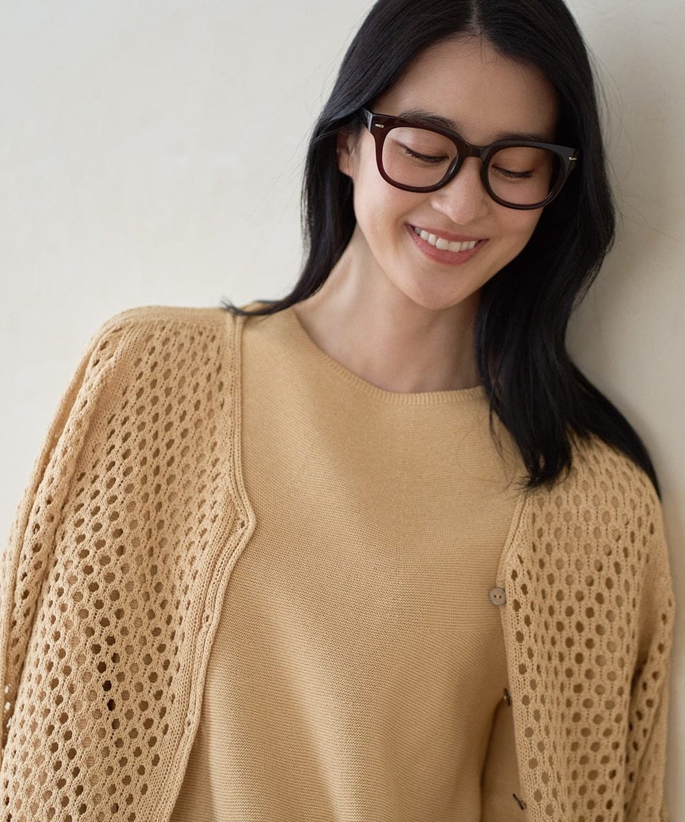 PJSGD22360 CHRISTIAN AUJARD Lサイズ(クリスチャン・オジャール Lサイズ) 【大きいサイズ】リネンライクニットカーディガン マスタード