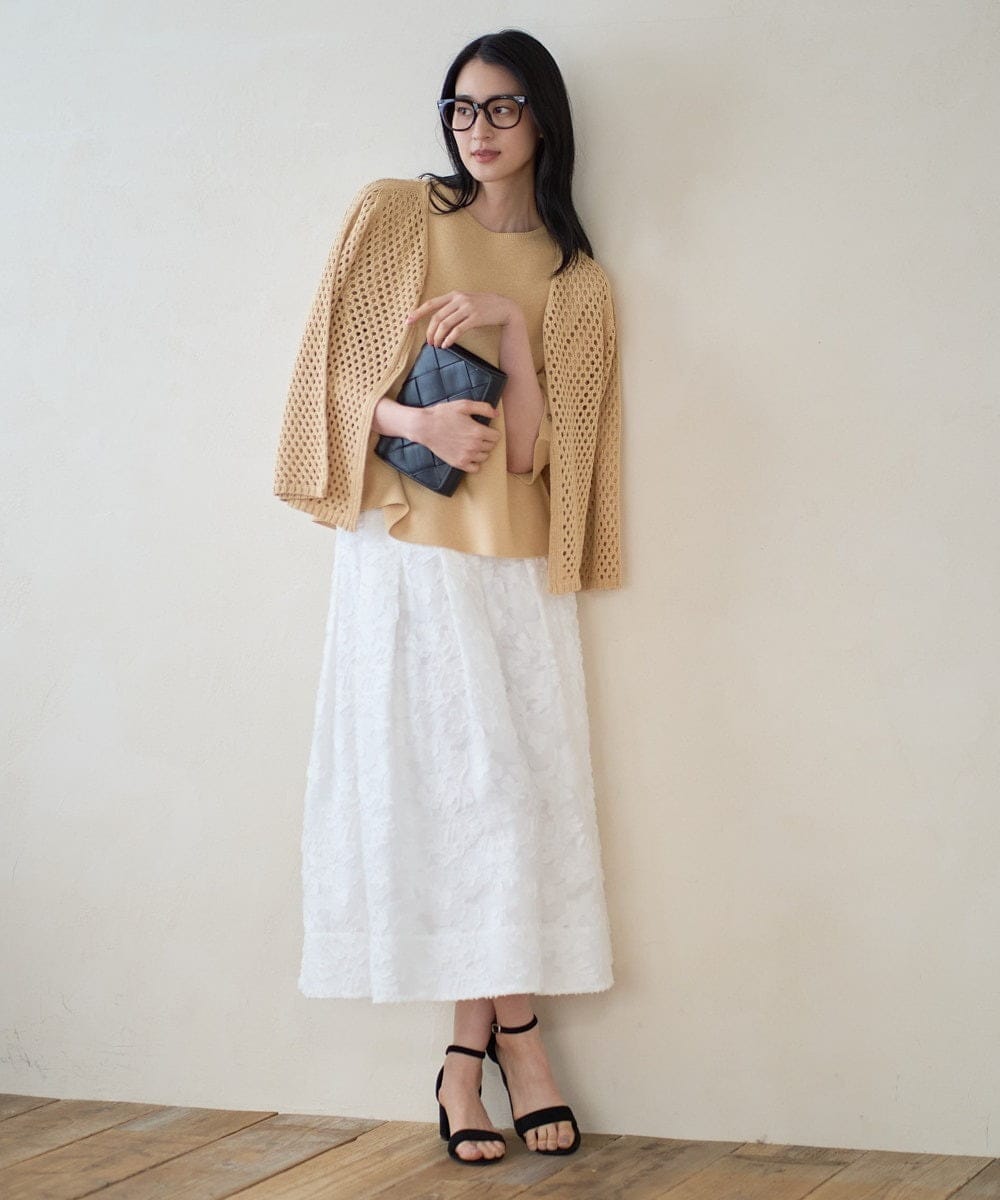 PJSGD22360 CHRISTIAN AUJARD Lサイズ(クリスチャン・オジャール Lサイズ) 【大きいサイズ】リネンライクニットカーディガン マスタード