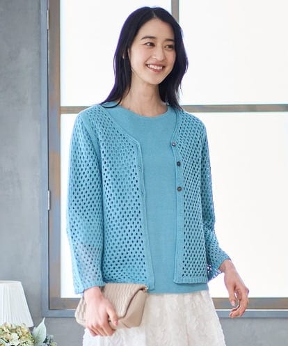 PJSGD22360 CHRISTIAN AUJARD Lサイズ 【大きいサイズ】リネンライクニットカーディガン