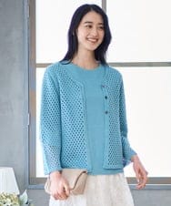 PJSGD22360 CHRISTIAN AUJARD Lサイズ(クリスチャン・オジャール Lサイズ) 【大きいサイズ】リネンライクニットカーディガン ライトブルー