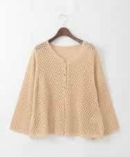 PJSGD22360 CHRISTIAN AUJARD Lサイズ(クリスチャン・オジャール Lサイズ) 【大きいサイズ】リネンライクニットカーディガン マスタード