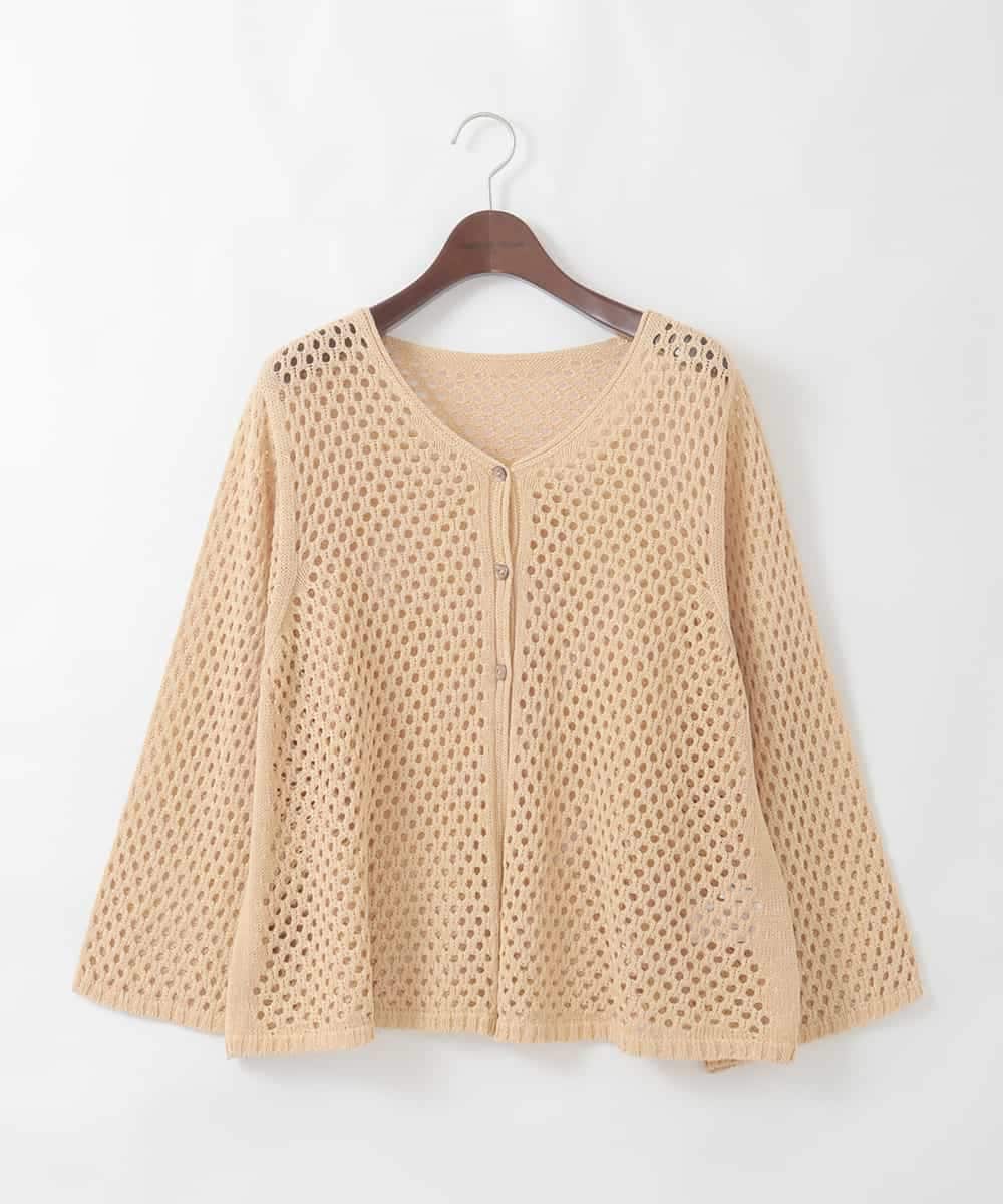 PJSGD22360 CHRISTIAN AUJARD Lサイズ(クリスチャン・オジャール Lサイズ) 【大きいサイズ】リネンライクニットカーディガン マスタード