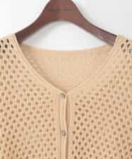 PJSGD22360 CHRISTIAN AUJARD Lサイズ(クリスチャン・オジャール Lサイズ) 【大きいサイズ】リネンライクニットカーディガン マスタード